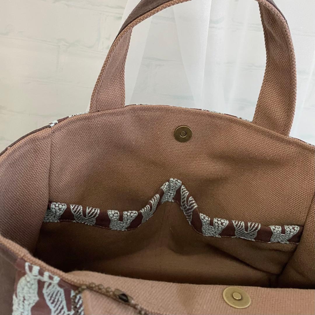 ハンドメイド　ラウンドトートバッグ　ミナペルホネン　pomppia　455