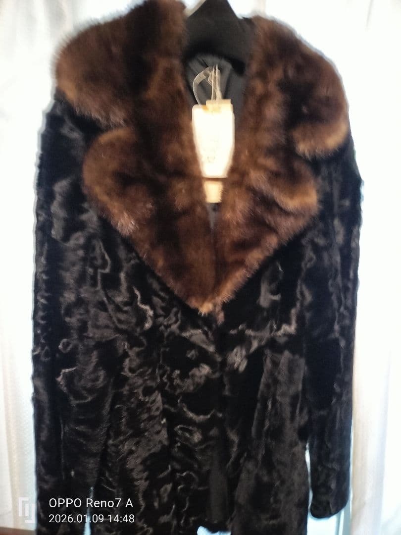 毛皮ファーコート L 黒