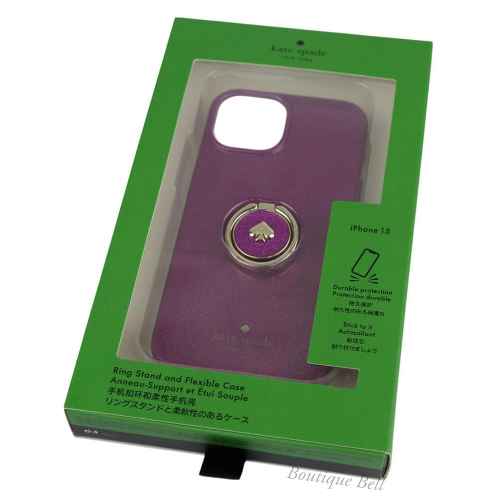 【ケイトスペード】ダークラズベリー バンカーリング iPhone15ケース