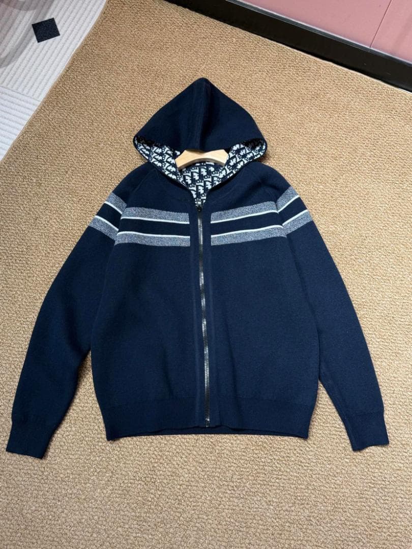 D iorディオール オブリーク リバーシブルフード付きカーディガ カシミヤ S