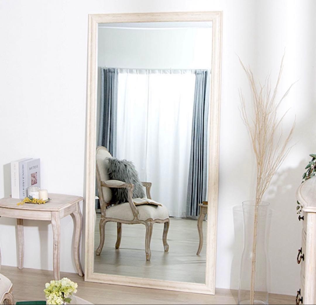 ホワイト スタンドミラー 幅90cm 高さ180cm