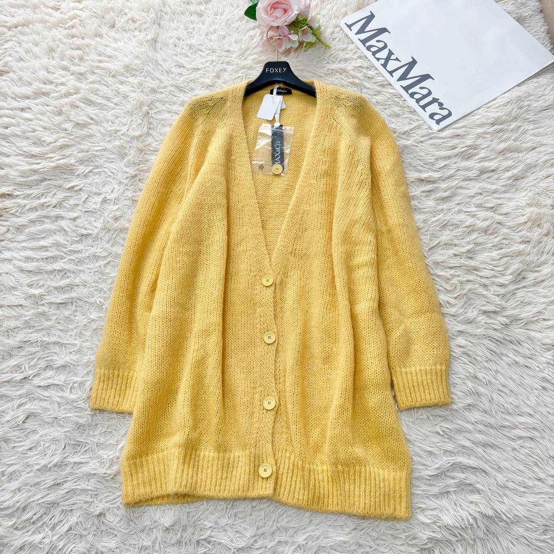 新品タグ付✨マックスアンドコー　モヘヤウールロングカーディガン　イエロー　M