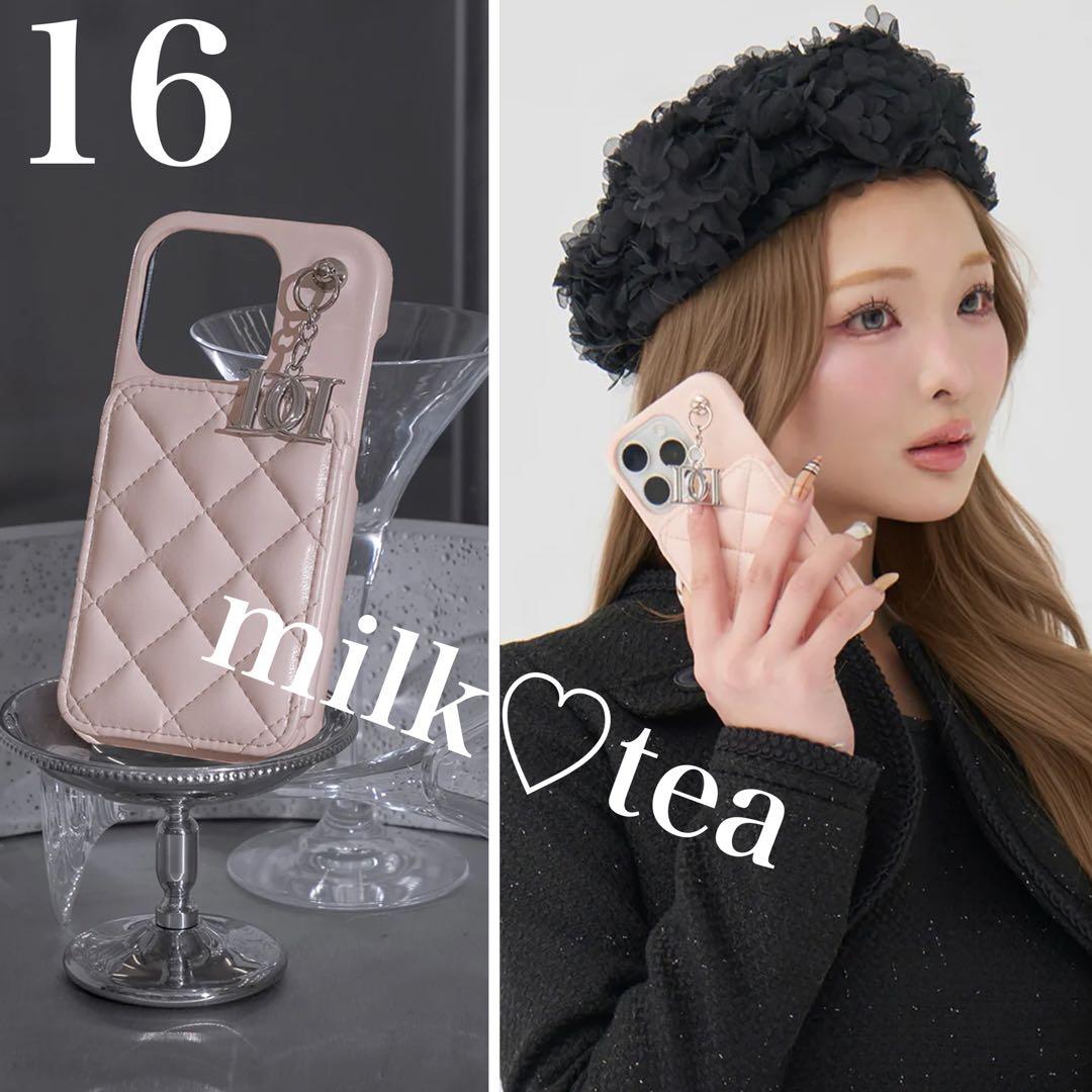 キルティングミラーDDチャームiPhoneケース iPhone16 ピンク 16