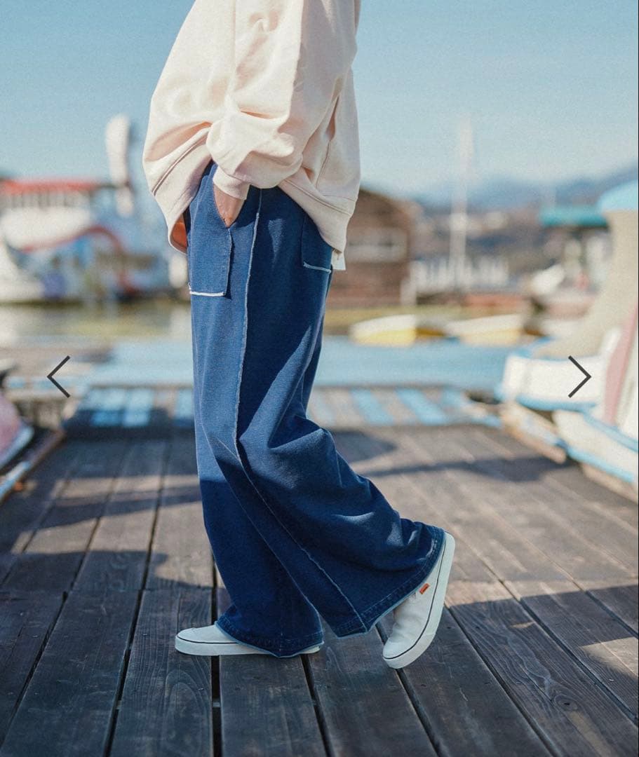 【新品未開封】ニコアンド Misayo ラクカジ裏毛パンツ インディゴ L